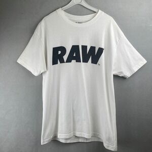 RAW Ready Amongst Willing Graphic Logo S/S T-Shirt Mens L White Skate Streetwear